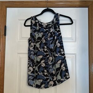 Loft Blue Floral Blouse Tank Size Medium